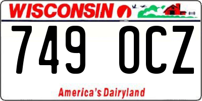 WI license plate 749OCZ