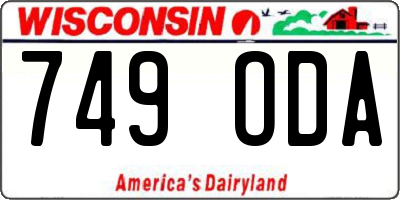 WI license plate 749ODA