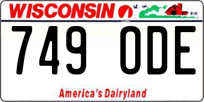 WI license plate 749ODE