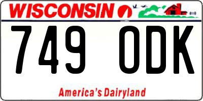WI license plate 749ODK
