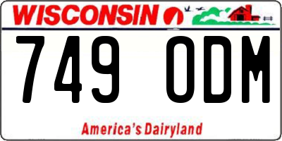 WI license plate 749ODM