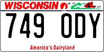 WI license plate 749ODY