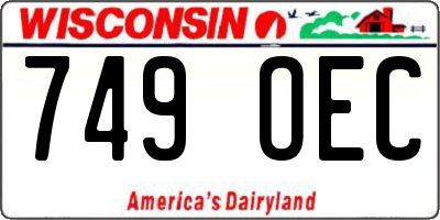 WI license plate 749OEC
