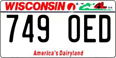 WI license plate 749OED
