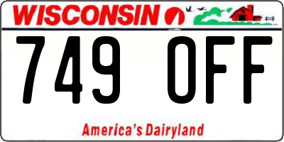 WI license plate 749OFF