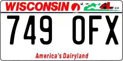 WI license plate 749OFX