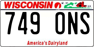 WI license plate 749ONS