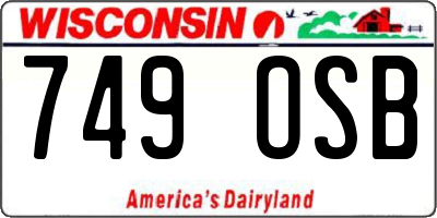 WI license plate 749OSB