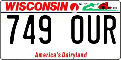 WI license plate 749OUR