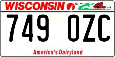 WI license plate 749OZC
