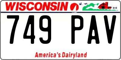 WI license plate 749PAV