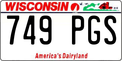 WI license plate 749PGS