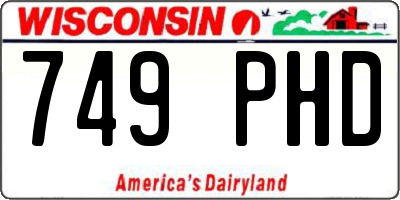 WI license plate 749PHD