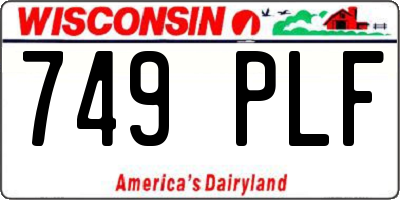 WI license plate 749PLF