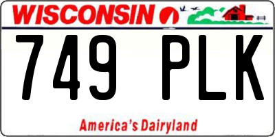 WI license plate 749PLK