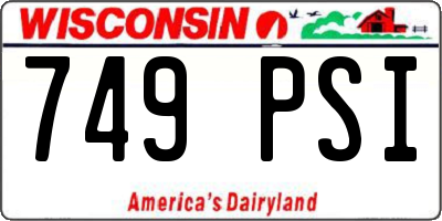 WI license plate 749PSI