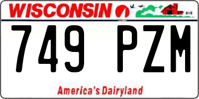WI license plate 749PZM