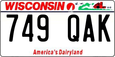 WI license plate 749QAK