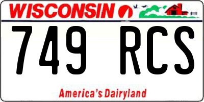 WI license plate 749RCS