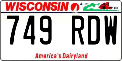 WI license plate 749RDW