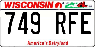 WI license plate 749RFE