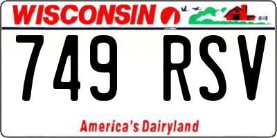 WI license plate 749RSV
