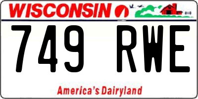 WI license plate 749RWE