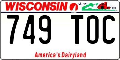 WI license plate 749TOC