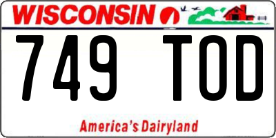 WI license plate 749TOD