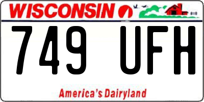 WI license plate 749UFH