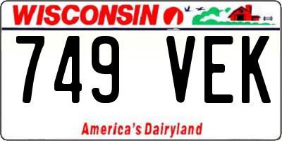 WI license plate 749VEK