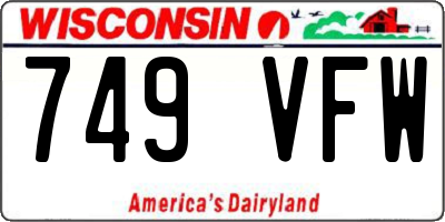 WI license plate 749VFW