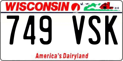 WI license plate 749VSK