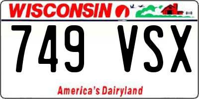 WI license plate 749VSX