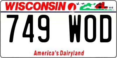 WI license plate 749WOD