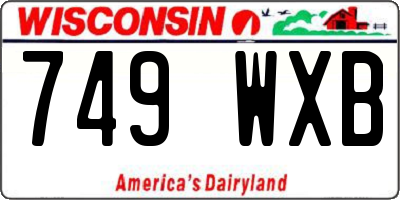 WI license plate 749WXB