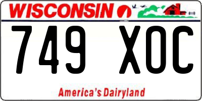 WI license plate 749XOC