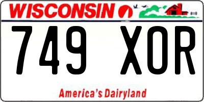 WI license plate 749XOR