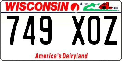 WI license plate 749XOZ