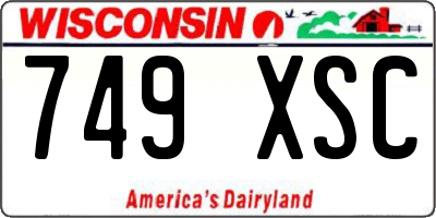 WI license plate 749XSC