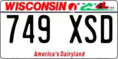 WI license plate 749XSD