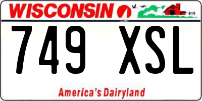 WI license plate 749XSL