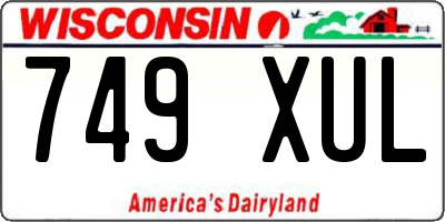 WI license plate 749XUL