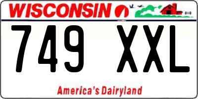 WI license plate 749XXL