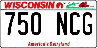 WI license plate 750NCG