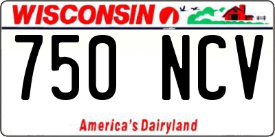 WI license plate 750NCV