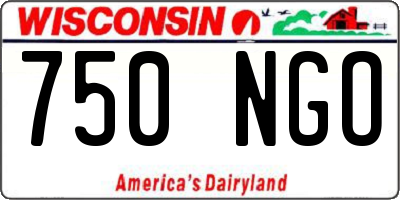 WI license plate 750NGO