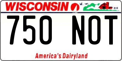 WI license plate 750NOT