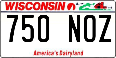 WI license plate 750NOZ