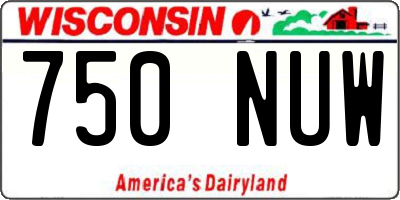 WI license plate 750NUW